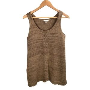 Dalia Tank Top Womens Medium Brown Crochet Knit Boho Chic Earthy Indie Granola